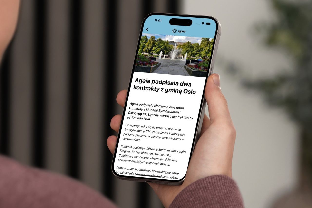 Nyhetsartikkel i app på polsk. Foto.