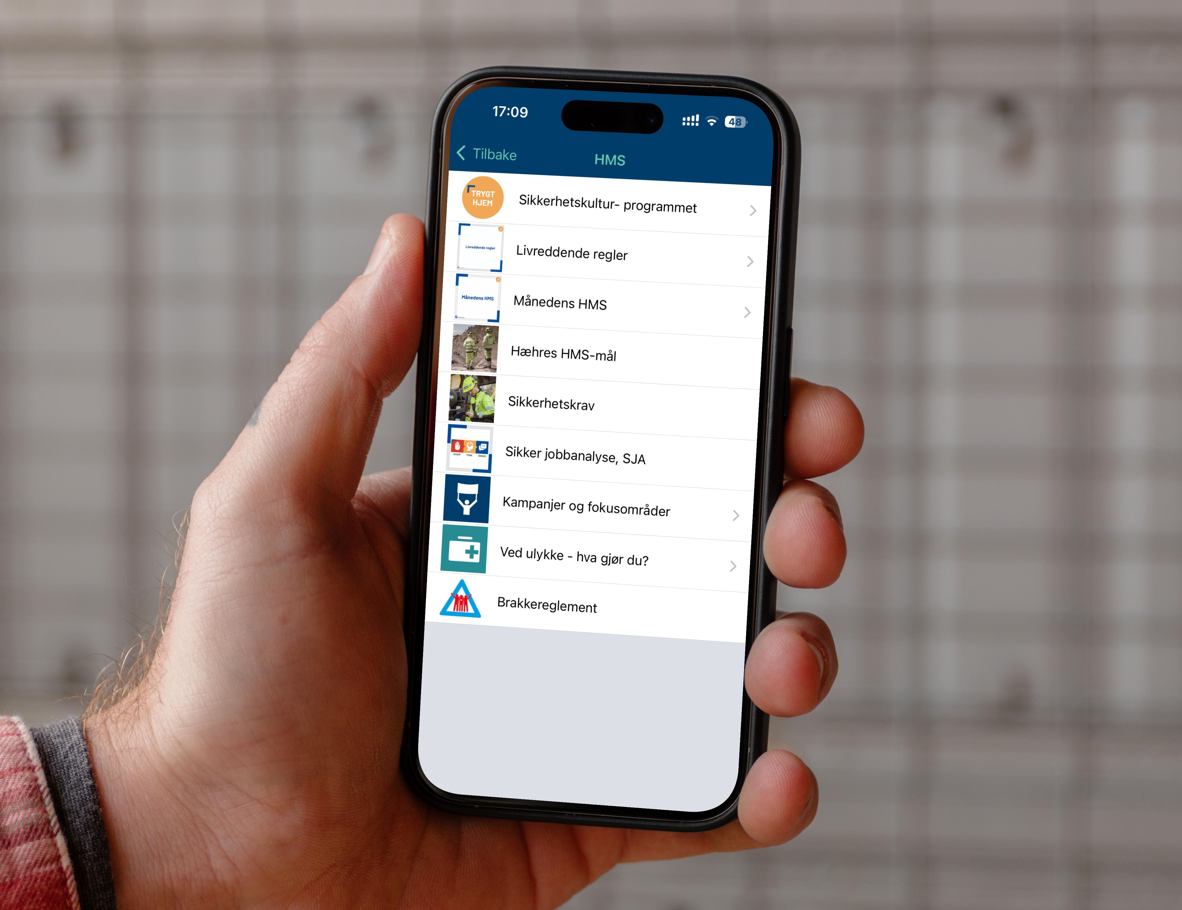 HMS-informasjon i Hæhres Infohub-app